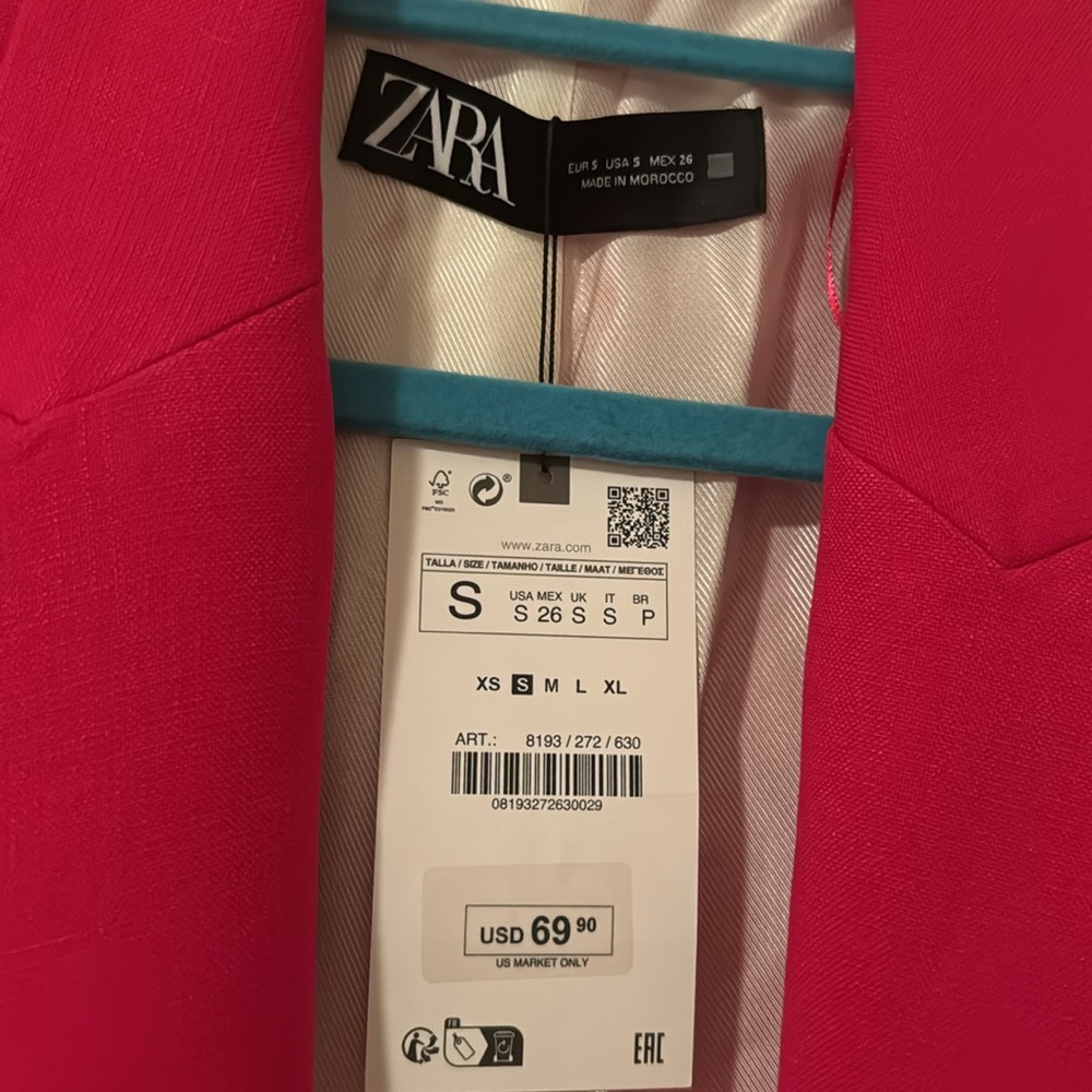 Zara Barbie pink slightly oversized blazer size small - Picture 3 of 4